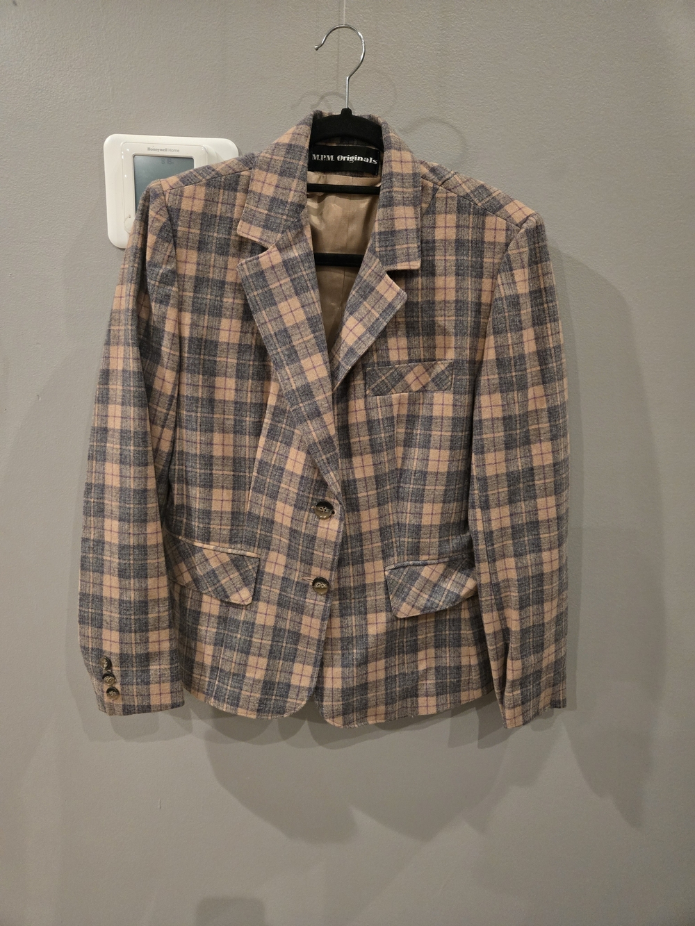 VTG 70s Plaid Wool Blazer ILGWU Made in USA Sz 14 / S